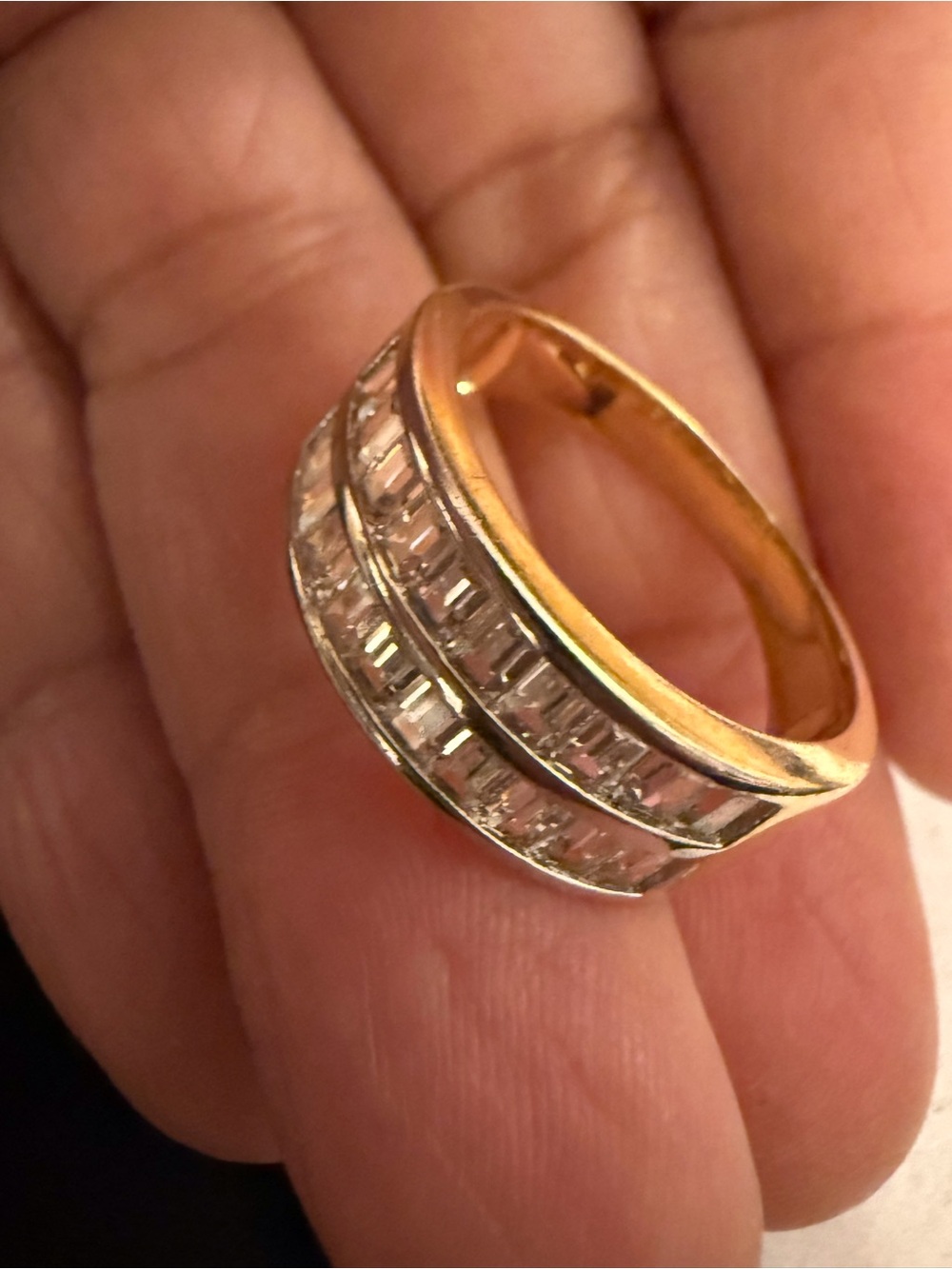 Gold Tone Women’s Double Row Crystal Band Ring